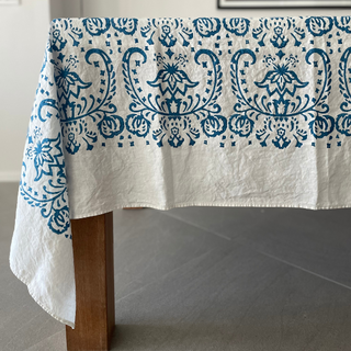 Sicilia Blue Linen Tablecloth
