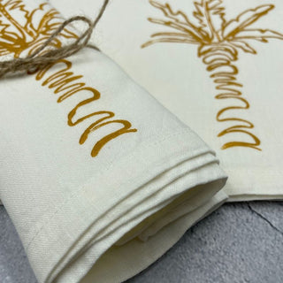 Saffron Palm Linen Napkins - Set Of 2