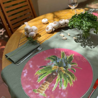 Olive Green Linen Table Napkins - Set Of 2