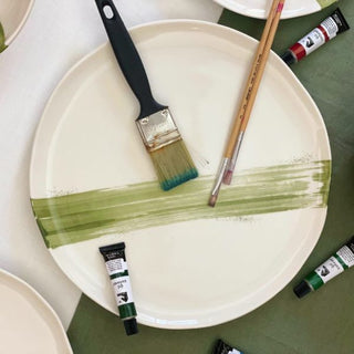 Olive Green Ensō Dinner Plate