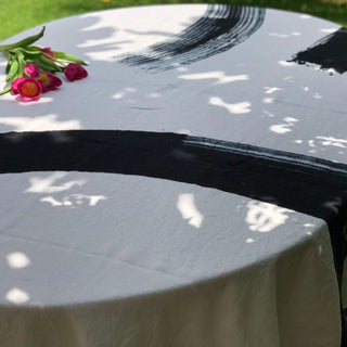 Black Ensō Linen Tablecloth