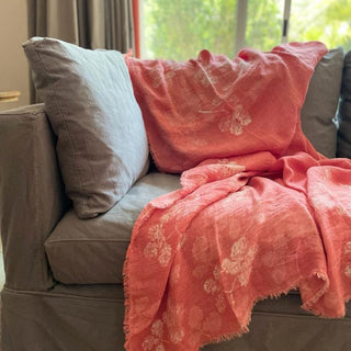Matilde Linen Throw Coral Pink