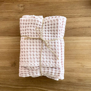 Pink Honeycomb Bath Towels Set