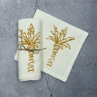 Saffron Palm Linen Napkins - Set Of 2