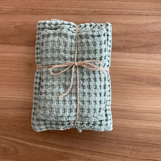 Sage Honeycomb Bath Towels Set