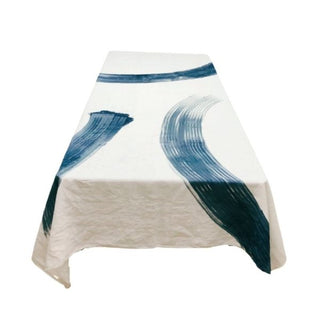 Teal Ensō Linen Tablecloth