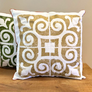 Florentine Gold Handprinted Cushion