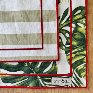 Leaves & Stripes Double-Sided Placemat