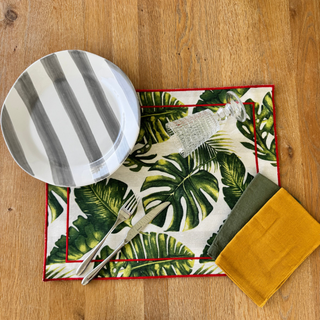 Leaves & Stripes Double-Sided Placemat