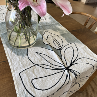 Sage Desert Rose And Brushes Linen Runner