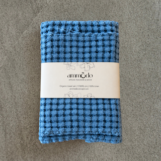 Blue Honeycomb Bath Towels Set