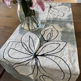 Sage Desert Rose And Brushes Linen Runner