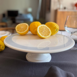 Hand-Painted Cake Stand - Light Blue Brush