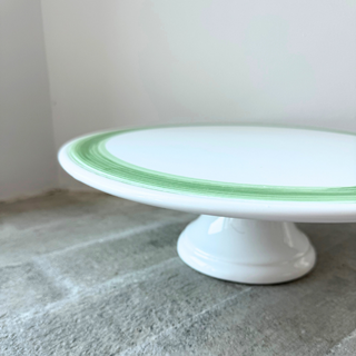 Hand-Painted Cake Stand - Green Brush