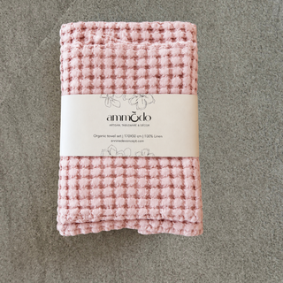 Pink Honeycomb Bath Towels Set