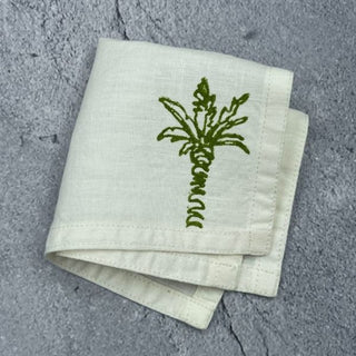 Palm Linen Cocktail Napkins - Set Of 4