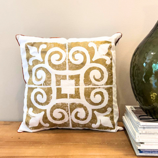 Florentine Gold Handprinted Cushion
