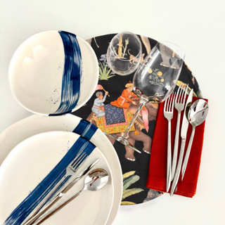 Elephants Black Wrappy Placemat