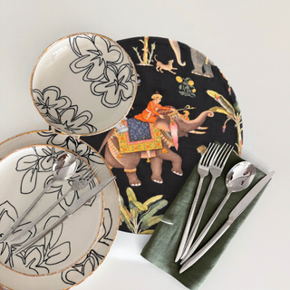 Elephants Black Wrappy Placemat