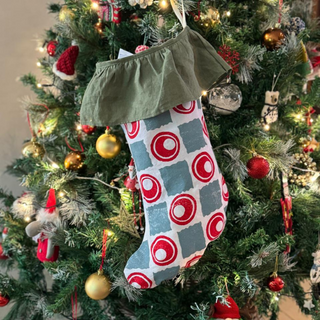 Handprinted Linen Christmas Stockings