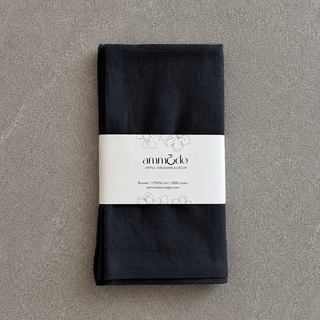 Charcoal Linen Runner