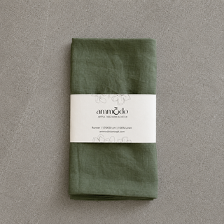 Olive Green Linen Runner