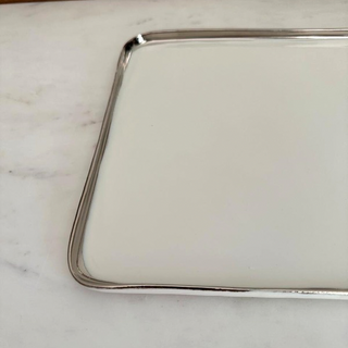 Rectangular Porcelain Serving Tray - Silver
